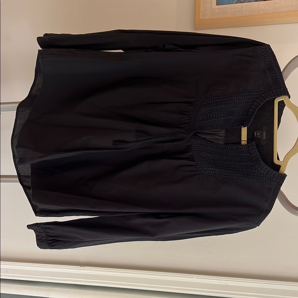 J. Crew Black Textured Blouse
